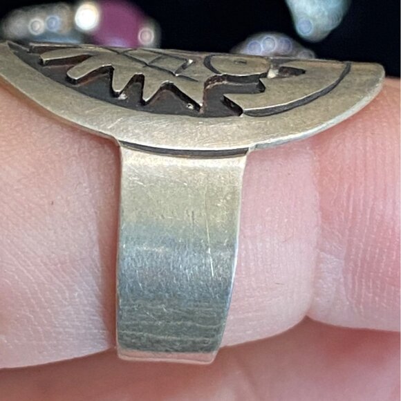 Ring Size 8 Taxco Aztec Mexico Sterling Silver 925 Women Semi-Precious Stone - Picture 6 of 10